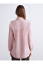 Lcwaikiki Classic Pink Shirt Collar Striped Oversize Women's Tunic - 5
