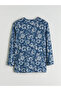 Crew Neck Patterned Blouse - 8