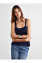 Lcw Visionnavy Blue U-Neck Strap Peplum Knitwear Blouse