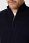 Satka Men's Navy Blue Thick Hair Knitted Half Zipper Cotton Sweater - 2