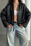 New Season Bomber Women's Oversized Leather Jacket - 3