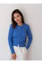 Una Fiaba Cobalt Blue Long Sleeve Buttoned Hair Knit Women's Knitwear Cardigan - 7