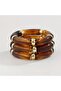 Elegant Bamboo-Style Stretch Bracelet Set with Gold Accents, 3-Piece Stack - 5