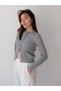 Una Fiaba Grey Long Sleeve Buttoned Hair Knit Women's Knitwear Cardigan - 3