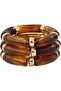 Elegant Bamboo-Style Stretch Bracelet Set with Gold Accents, 3-Piece Stack