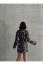 Women's Printed Miyabi Double-Breasted Kimono Dress with Belt Detail - 5
