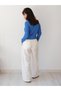 Una Fiaba Cobalt Blue Long Sleeve Buttoned Hair Knit Women's Knitwear Cardigan - 5