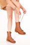 Genuine Leather Metal Heel Detailed Boots Domenica Tan - 2