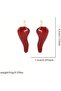 Chic Red Chilli Pepper Earrings - Unique & Delicate Design with Golden-Tone Hooks, Zinc Alloy & 925 - 6