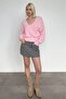 Pink V-Neck Soft Textured Women's Sweater Mg2499 - 5