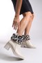 Rielradh Women's Fur Detailed Heeled Boots 0012501 Beige