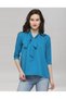 Blue Coloured Plain Crepe Top - 2