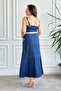 Thick Strap Self-Belted Linen Dress - 6