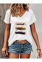 Positive Mind Life Vibes Printed Women's Oversize V-Neck T-Shirt