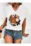 Floral Printed Women's Oversized V-Neck T-Shirt