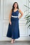 Thick Strap Self-Belted Linen Dress - 2