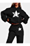 Star Printed Unisex Women/Men Hooded Oversize Bottom/Upper Tracksuit Set