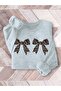 Leopard Double Ribbon Printed Oversize Unisex Women/Men's Crew Neck Sweatshirt - 2