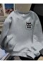 Oversize Unisex Women/Men's Circle Neck Sweatshirt with Quick Cat Print