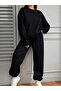 Basic Solid Sharpened Unisex Oversize Circle Neck Bottom/Upper Tracksuit Set