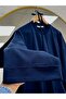 Rukiye Stitch Detailed Slit Sweatshirt-Eu2755 Navy Blue - 2