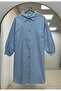 Karmora Ankle Drawstring Linen Tunic with Slits on the Sides-Ek141.12 Blue - 2