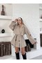 Short Oversize Premium Soft Textured Beige Cashmere Coat - 3