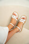 Nero White Straw Detailed Buckle Women's Sandals - 3