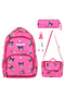 Kuromi Patterned Triple Children's Primary School Bag (Bag.Thermal Nutrition.Pencil Holder)
