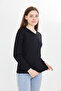 100% Organic Cotton Black V-Neck Soft Textured Regular Fit Comfortable Cut Long Sleeve Combed Cotton T-Shirt - 6