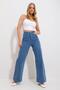 Medium Blue Women's Ema 90's Lycra Super High Waist Loose Jeans Palazzo Pants - 5