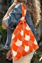 Women's Geometric Patterned Bag Knitwear Hand & Shoulder Tote Bag Orange Chax818