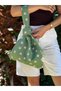 Women's Floral Patterned Bag Knitwear Hand & Shoulder Tote Bag Green Chax817 - 2