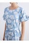 Esvab • Modern & Distinctive Zero Roba Collar Floral Ruffle Jean Dress - 5