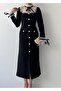 Lace and Button Detail Midi Length Premium Tweed Dress - 4