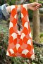 Women's Geometric Patterned Bag Knitwear Hand & Shoulder Tote Bag Orange Chax818 - 3