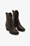 Brown Genuine Leather Thick Heeled Western Women's Boots - 2