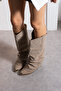 Emily Metal Toe Long Drawstring Women's Boots – Pointed Toe Leather Look Trendy Boots