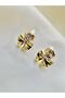 Small Gold Women's Earrings with Accessories Stones and Bow Figures - 3
