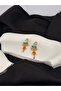 Melis Göral Brand Model Hanging Earrings with Turquoise and Orange Stone - 3