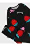 Girl's 100% Cotton Black Strawberry Patterned Long Sleeve Pajama Set - 4