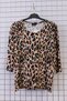 Women's Plus Size Lycra Crew Neck Colorful Leopard Print Three-Quarter Sleeve Mother Combed Cotton T-Shirt Blouse - 2