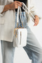 White Women's Scholarship Adjustable Cross Strap Faux Leather Shoulder and Crossbody Bag with Gold Accessories - 4