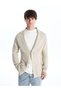 Beige Standard Fit V-Neck Men's Knitwear Cardigan
