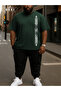 Trendy Stylish Printed Plus Size Forest Green T-Shirt & Black Pants Tracksuit Set