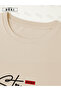Stay Strong Printed Plus Size Beige T-Shirt & Black Pants Tracksuit Set - 4
