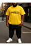 Born to Succeed Printed Plus Size Yellow T-Shirt & Black Pants Tracksuit Set