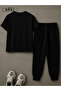 Positive Thick Printed Plus Size Tie-Dye T-Shirt & Black Pants Tracksuit Set - 3