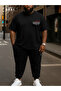 Positive Thick Printed Plus Size Tie-Dye T-Shirt & Black Pants Tracksuit Set