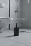 Lines Series Black Acrylic Toilet Brush – with Cylinder Stand, 34cm, Easy to Clean - 3371 - 2
